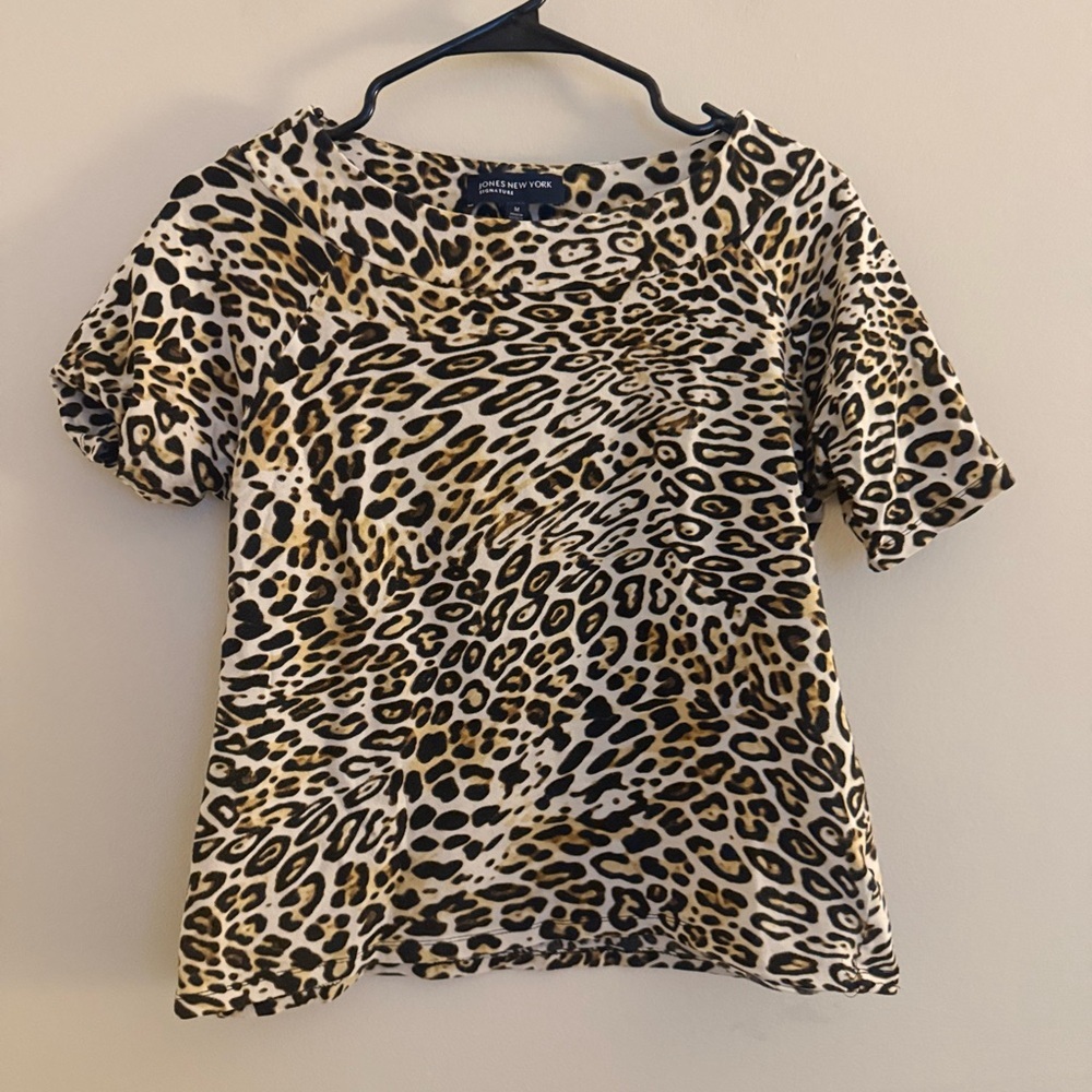 Jones New York Signature Leopard Print Blouse Size M - Picture 3 of 8